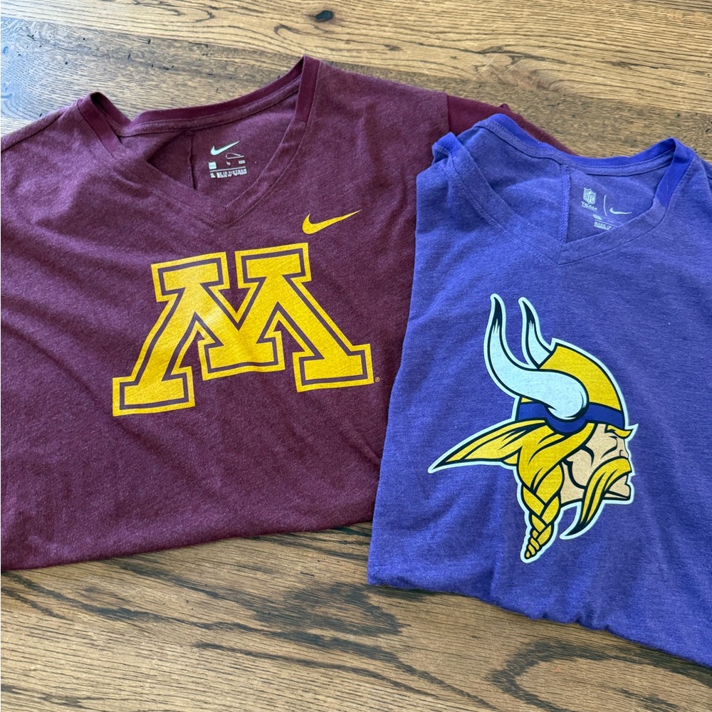 Nike Maroon and Purple Short Sleeve Tees
